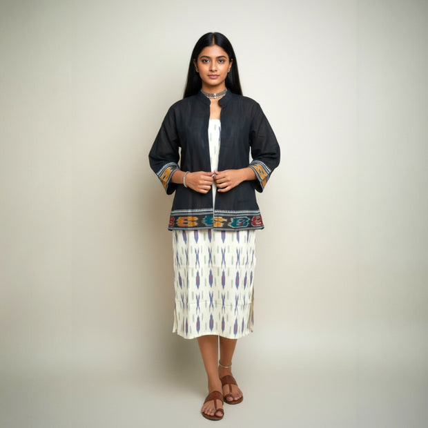 White Ikat Jacket Dress