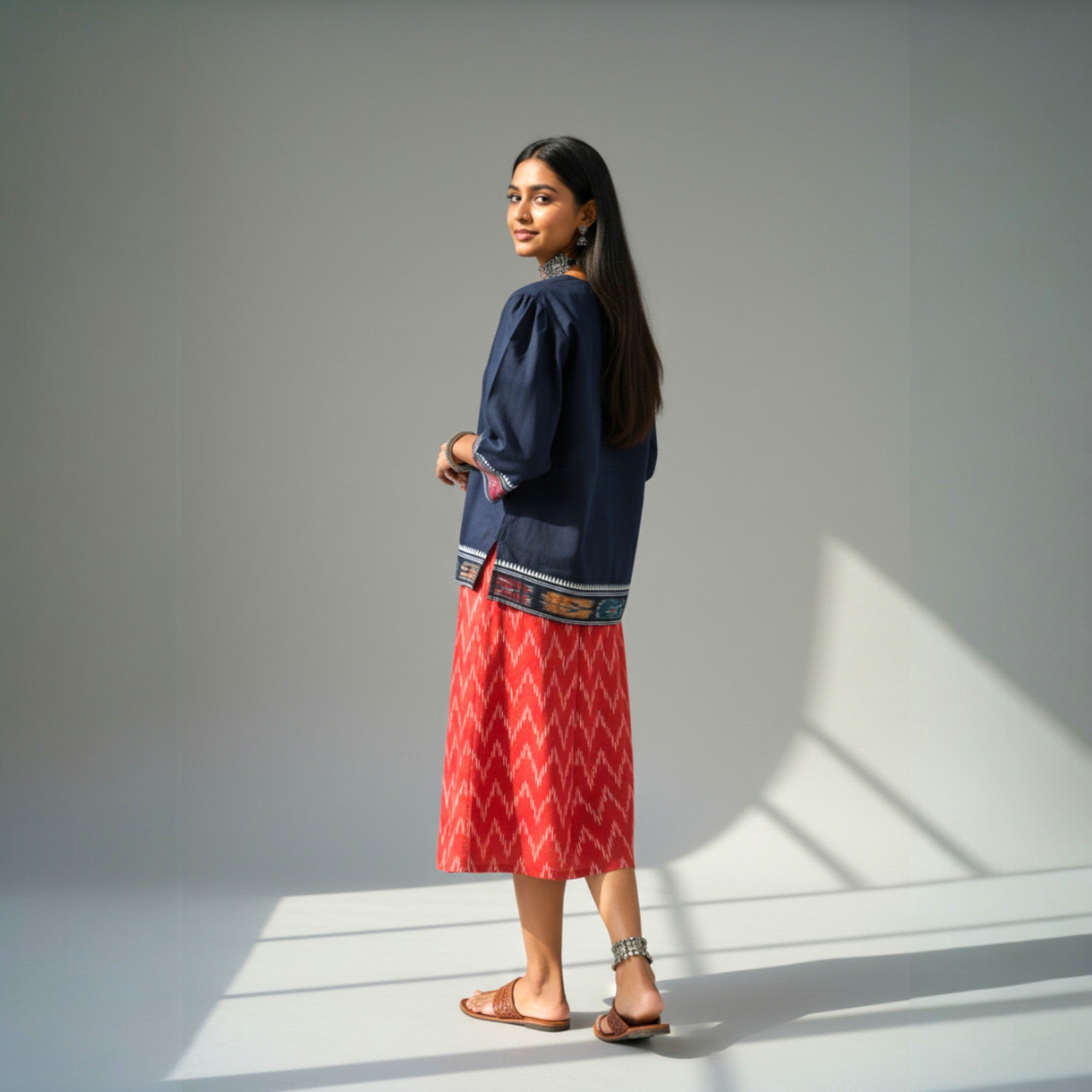 Red Ikat Jacket Dress