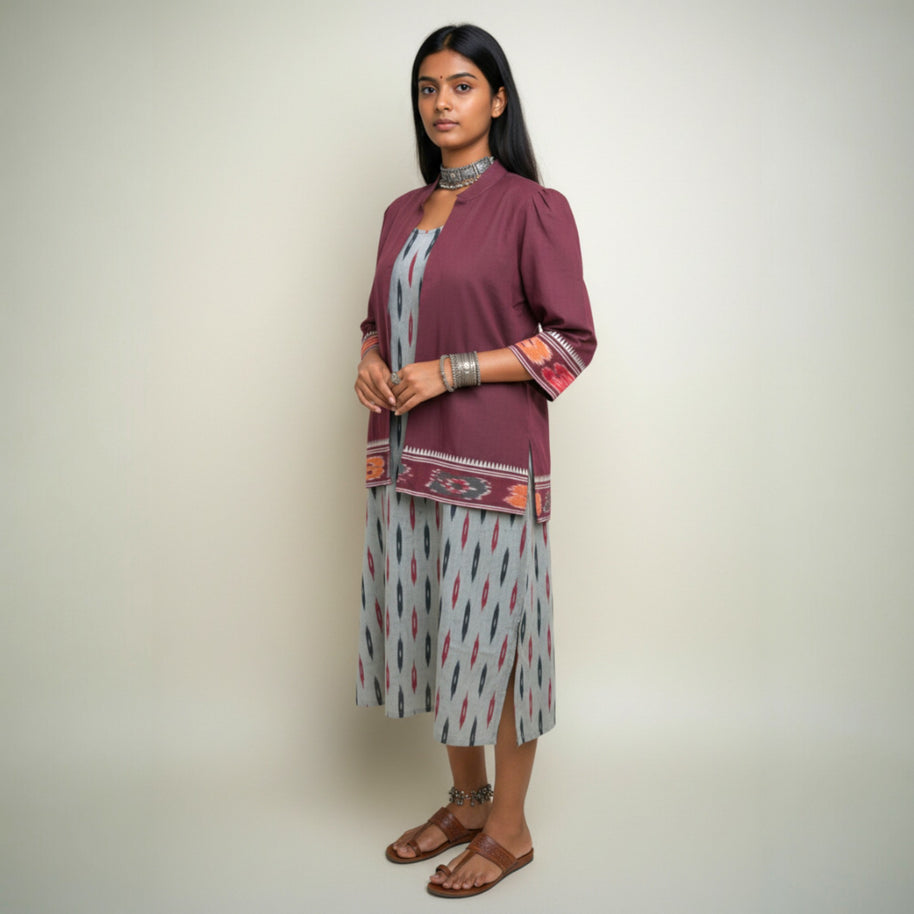 Grey Ikat Jacket Dress