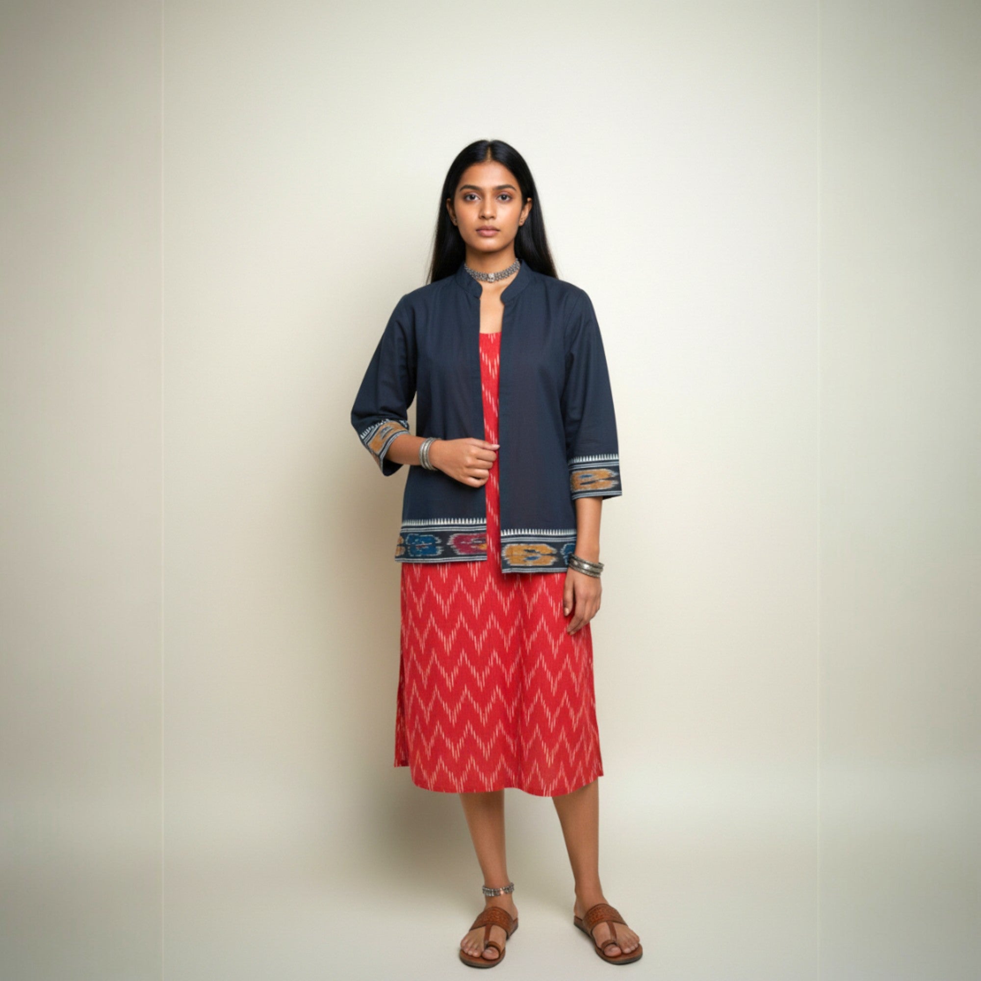 Red Ikat Jacket Dress