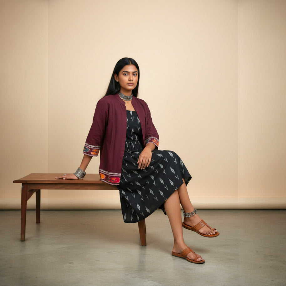 Black Ikat Jacket Dress