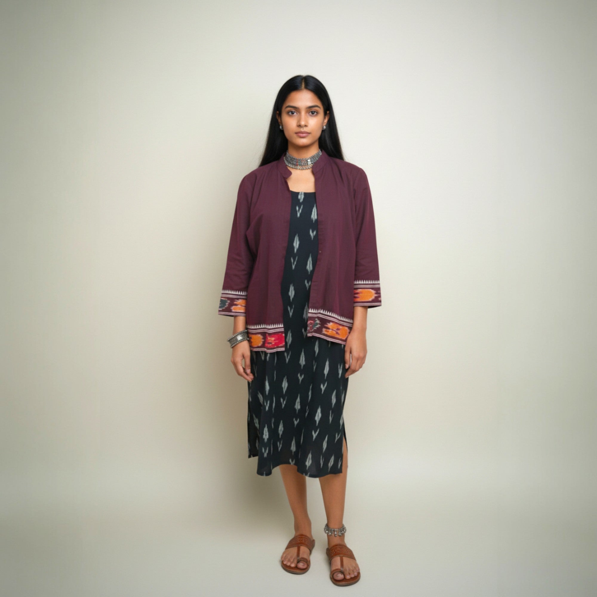 Black Ikat Jacket Dress