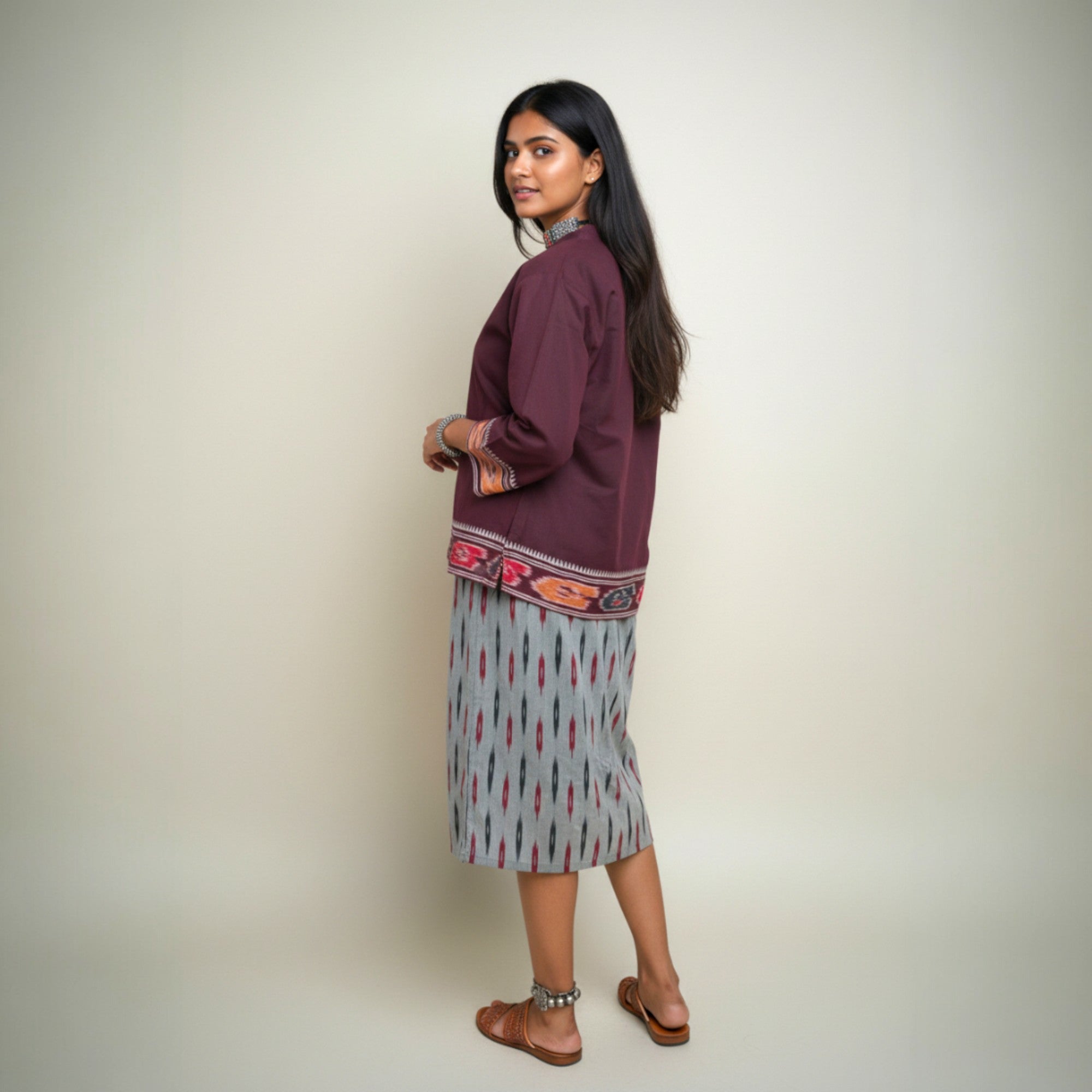 Grey Ikat Jacket Dress