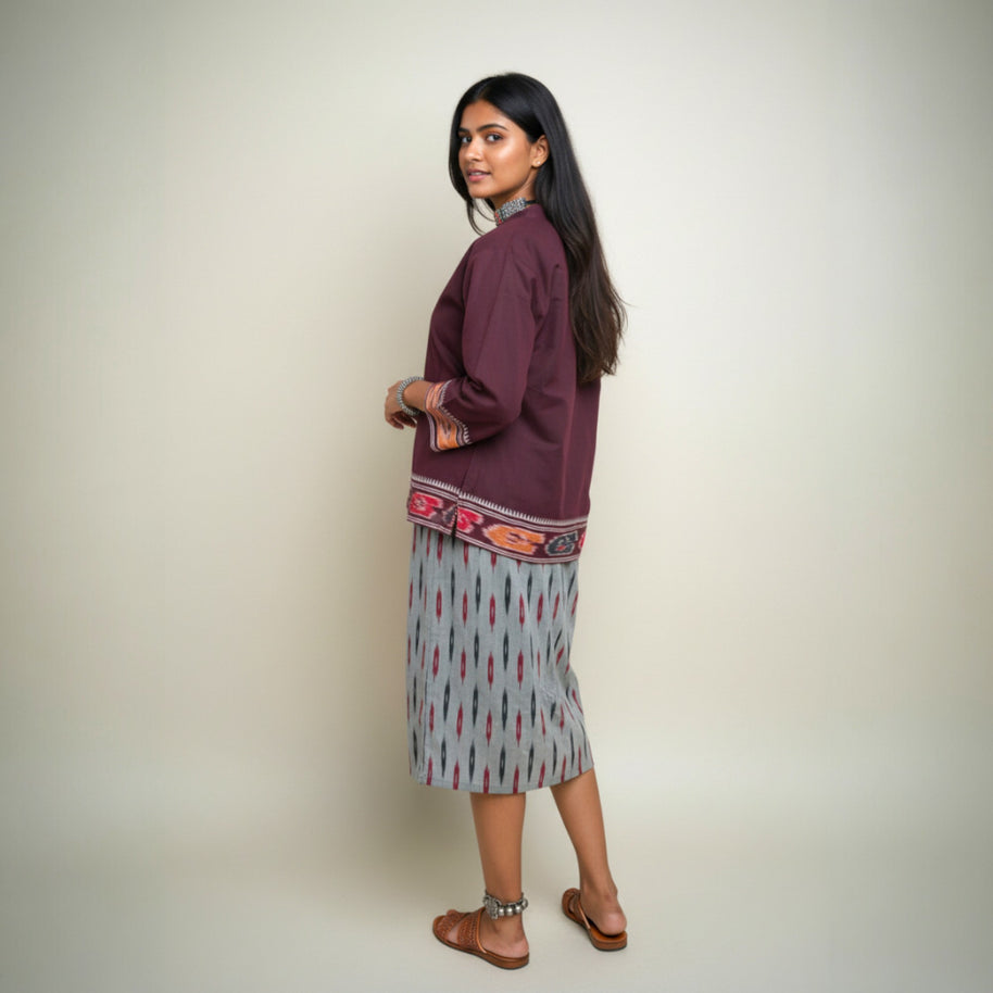 Grey Ikat Jacket Dress