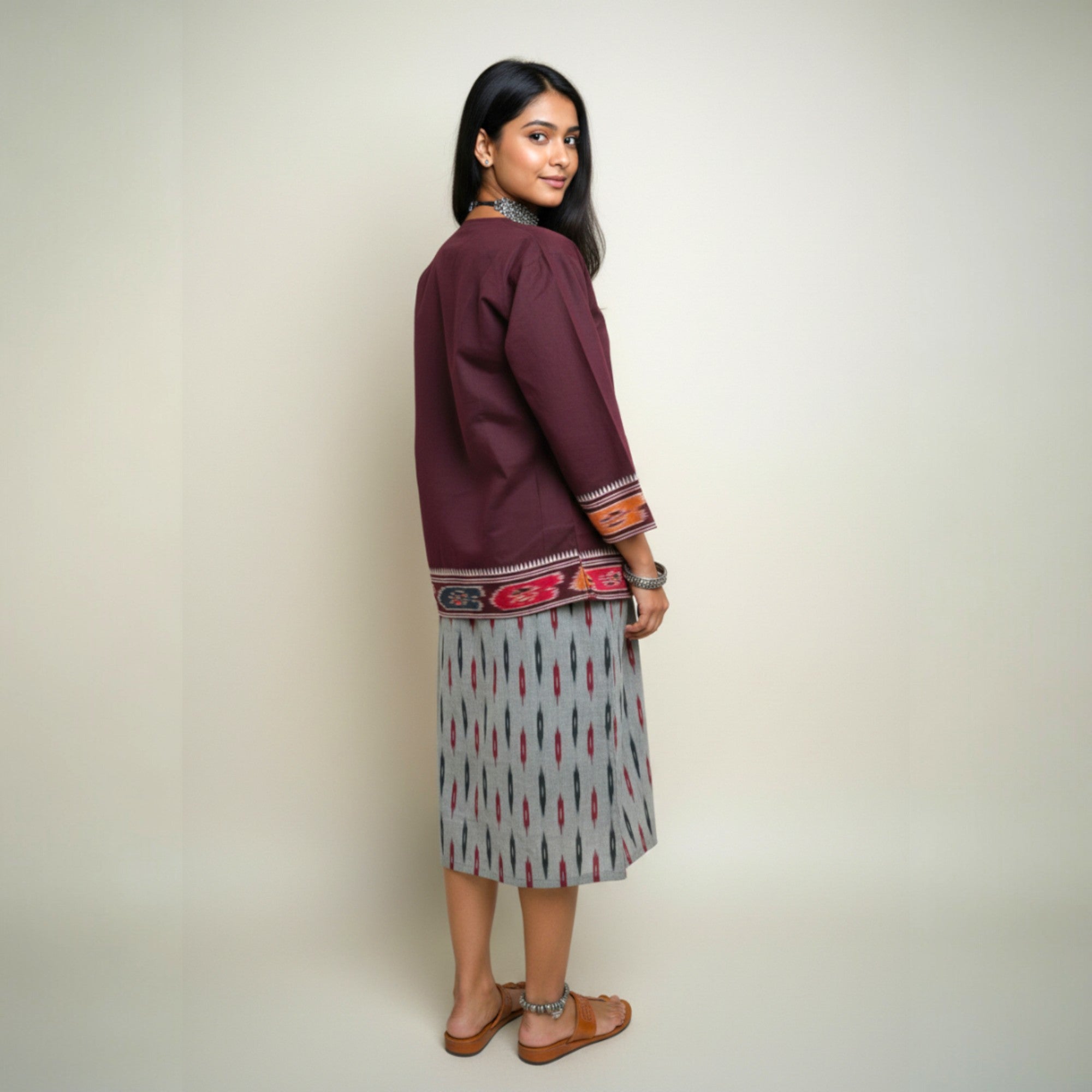 Grey Ikat Jacket Dress