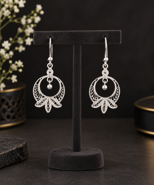 Floral Silver Filigree Earrings