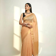 Dark Peach Buti Silk Saree
