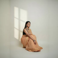 Dark Peach Buti Silk Saree