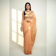 Dark Peach Buti Silk Saree