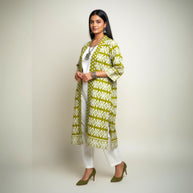 Olive Green Jamdani Cotton Shrug