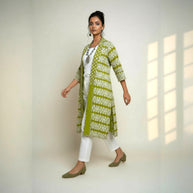 Olive Green Jamdani Cotton Shrug