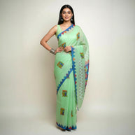Light Green Handpainted Cotton Saree