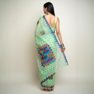 Light Green Handpainted Cotton Saree