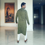 Green Bandhani Modal Silk Kurta