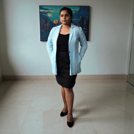 Hand Block Print Cotton Light Blue & White Stripes Blazer