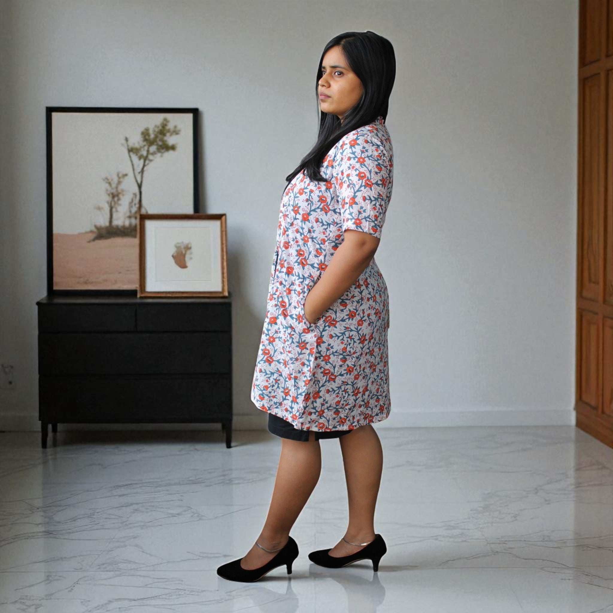 CyanPetal Handblock Cotton Shrug