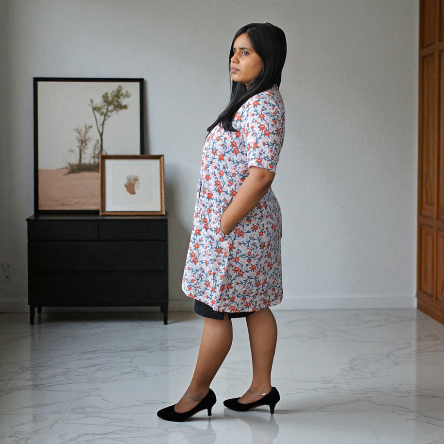 CyanPetal Handblock Cotton Shrug