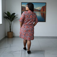 PeachFloral Handblock Cotton Shrug