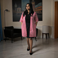 BlockFish Pink Handblock Cotton Shrug
