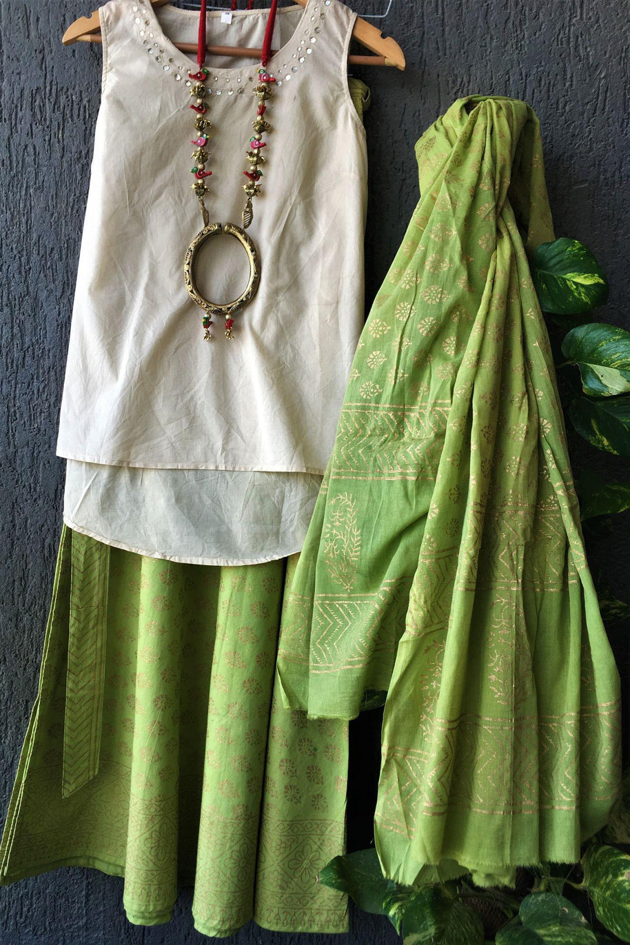 Hand Block Print Skirt with Dupatta
