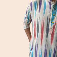 Cream Ikat Handwoven Cotton Kurta