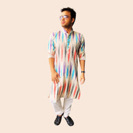 Cream Ikat Handwoven Cotton Kurta