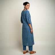 Indigo Handblock Print Cotton Kurta