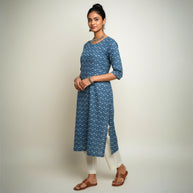 Indigo Handblock Print Cotton Kurta