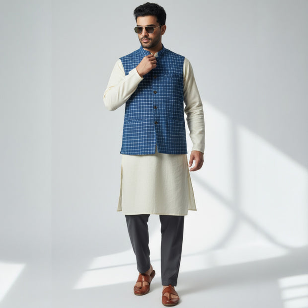 Blue Check Cotton Jacket