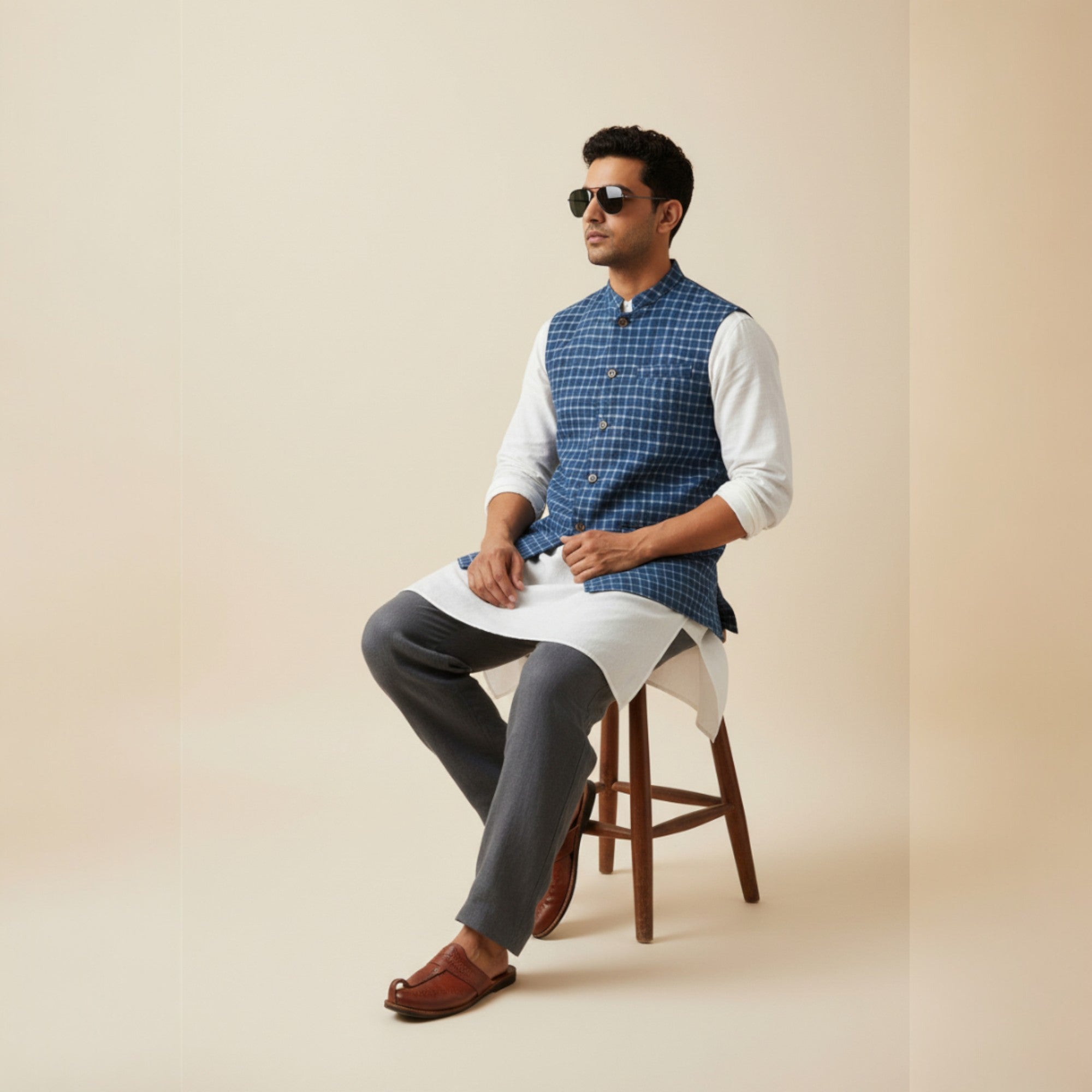 Blue Check Cotton Jacket