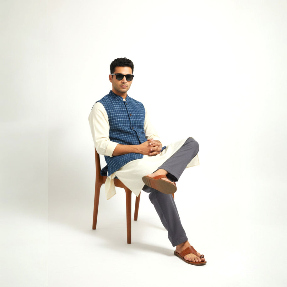 Blue Check Cotton Jacket