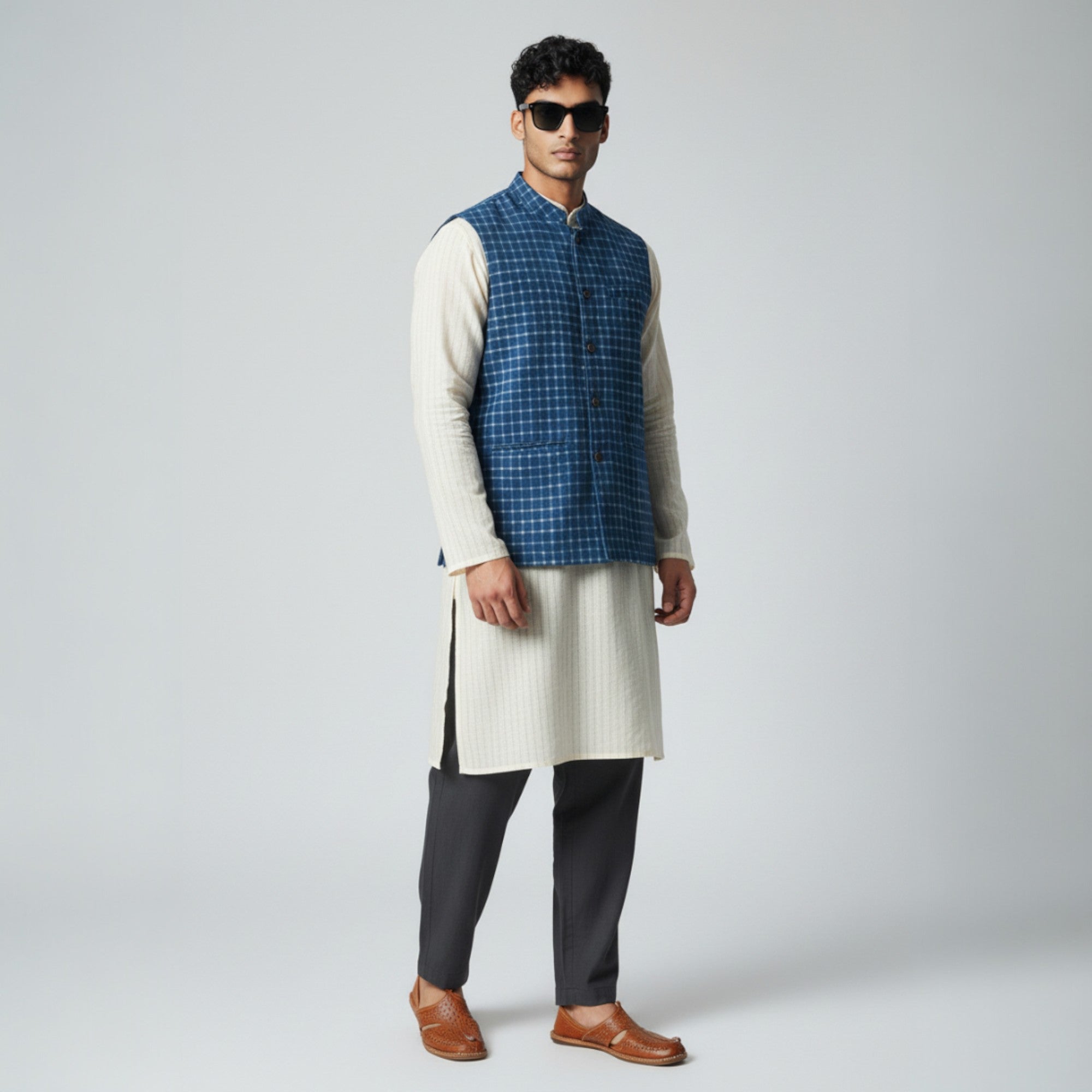 Blue Check Cotton Jacket
