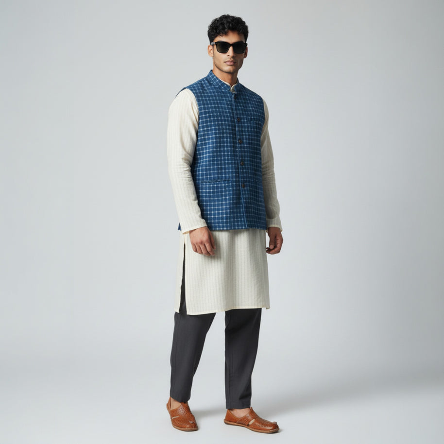 Blue Check Cotton Jacket