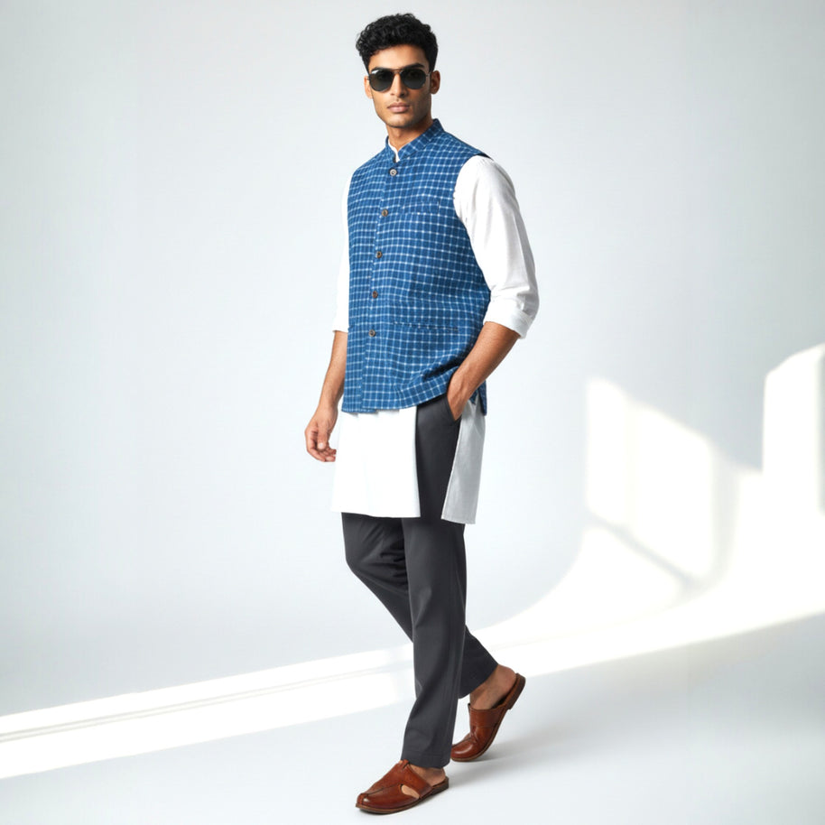 Blue Check Cotton Jacket
