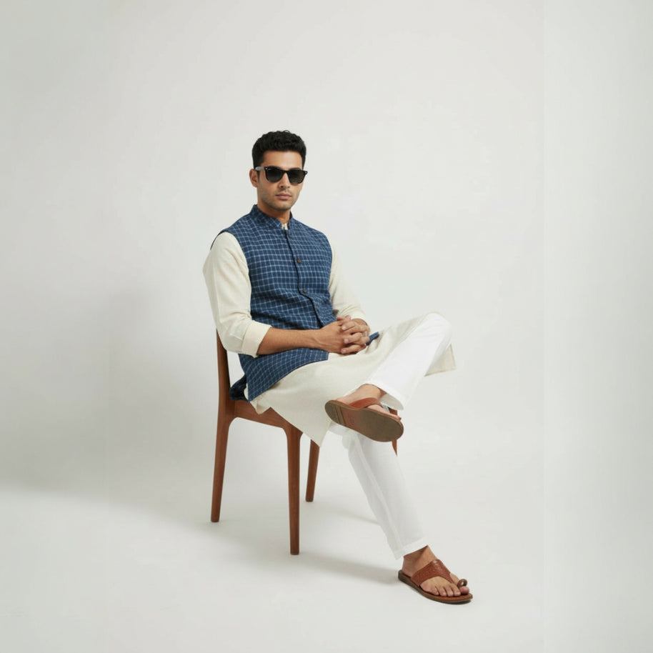 Blue Check Cotton Jacket