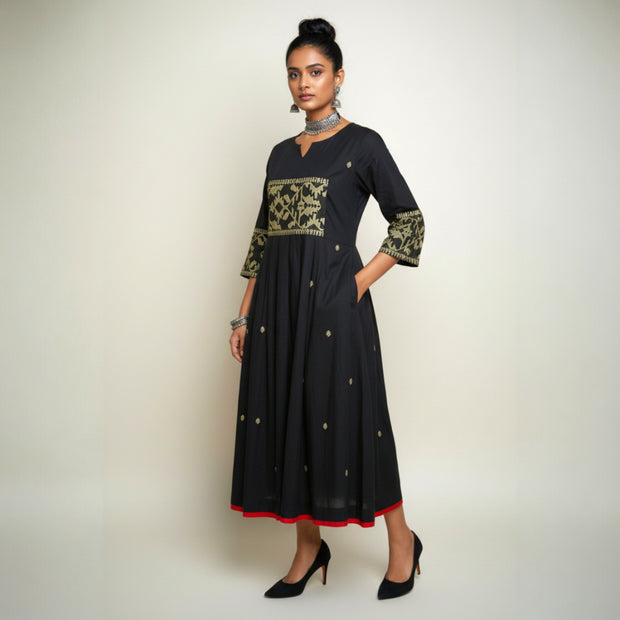 Black Jamdani Cotton Dress