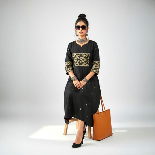 Black Jamdani Cotton Dress