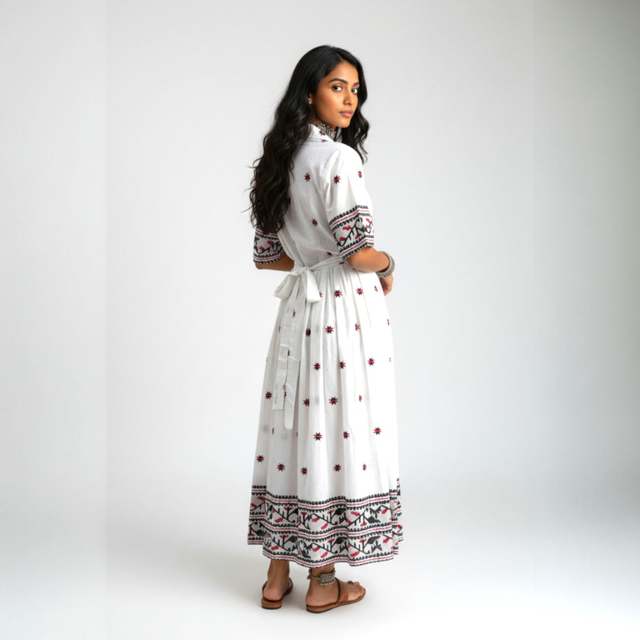 White Handloom Cotton Dress