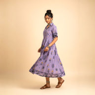 Purple Jamdani Cotton Dress