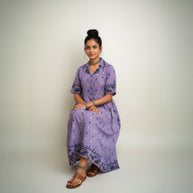 Purple Jamdani Cotton Dress