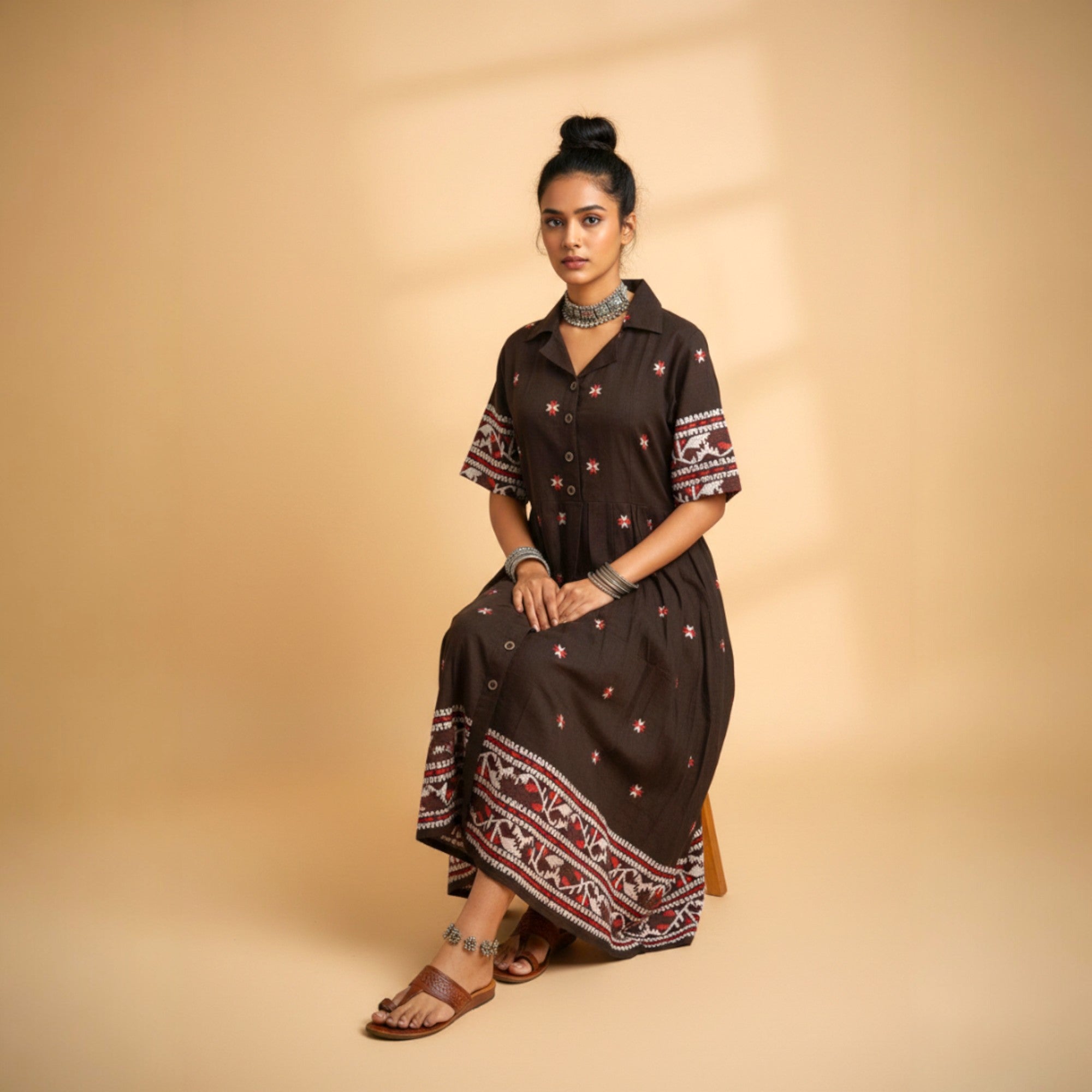 Black Handloom Cotton Dress