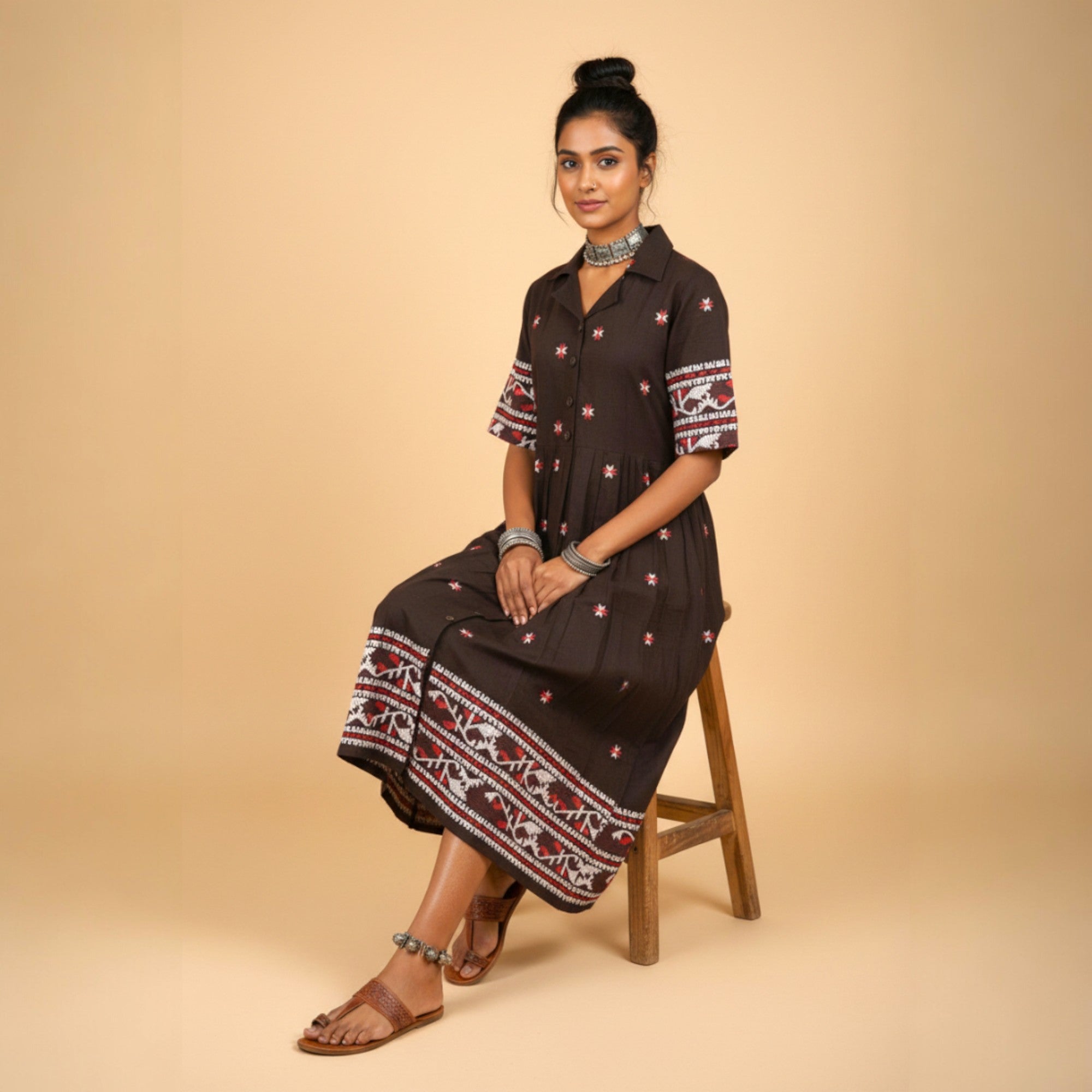 Black Handloom Cotton Dress