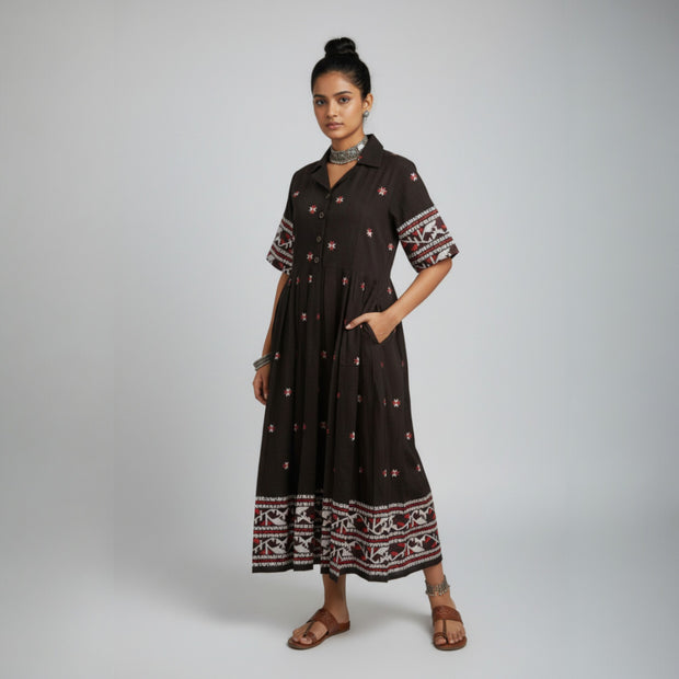 Black Handloom Cotton Dress