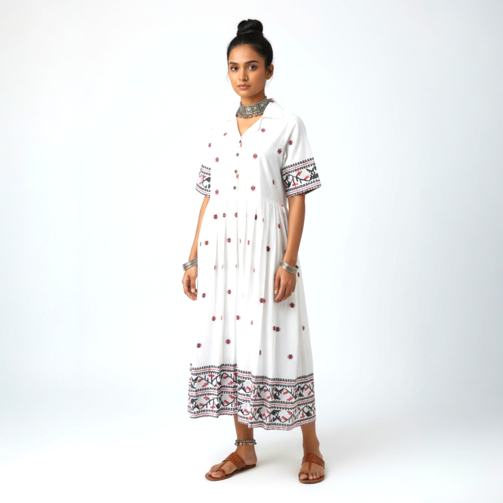 White Handloom Cotton Dress