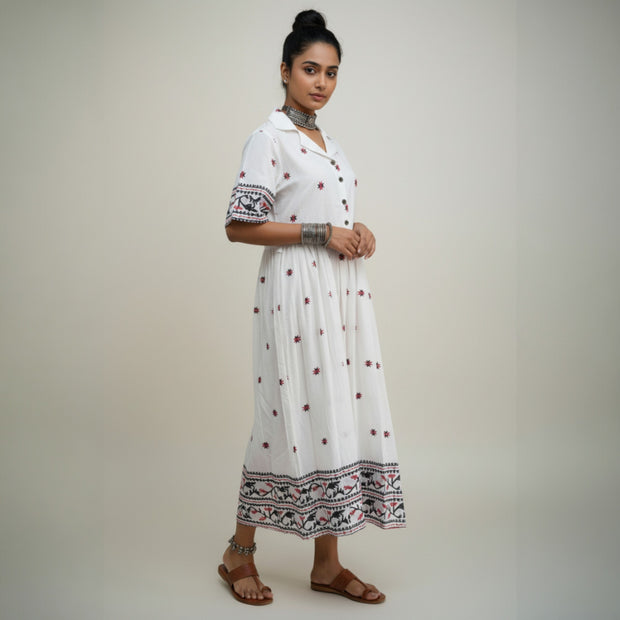 White Handloom Cotton Dress
