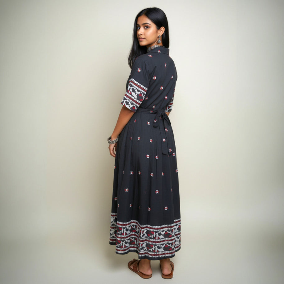Black Handloom Cotton Dress