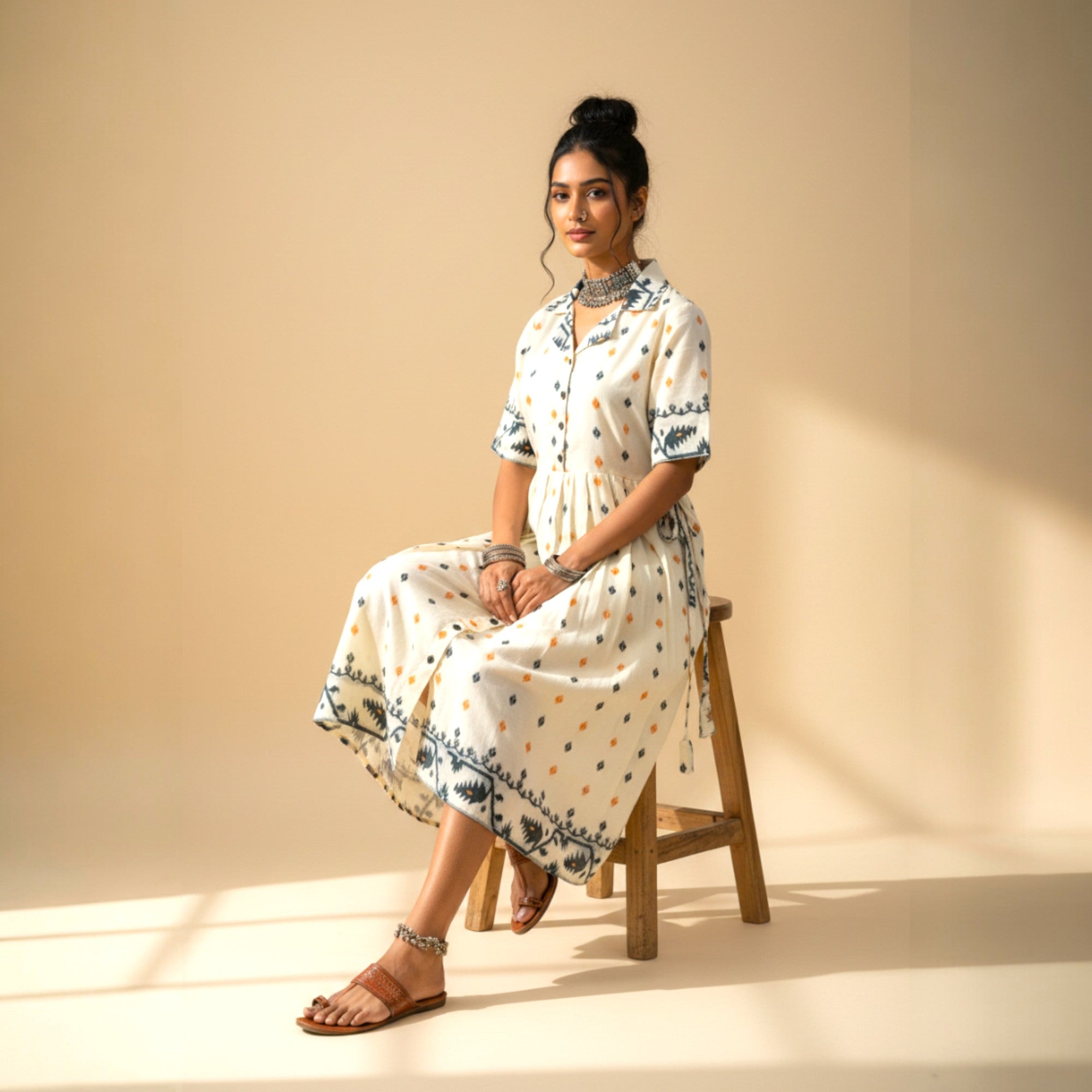 Offwhite Handloom Cotton Dress