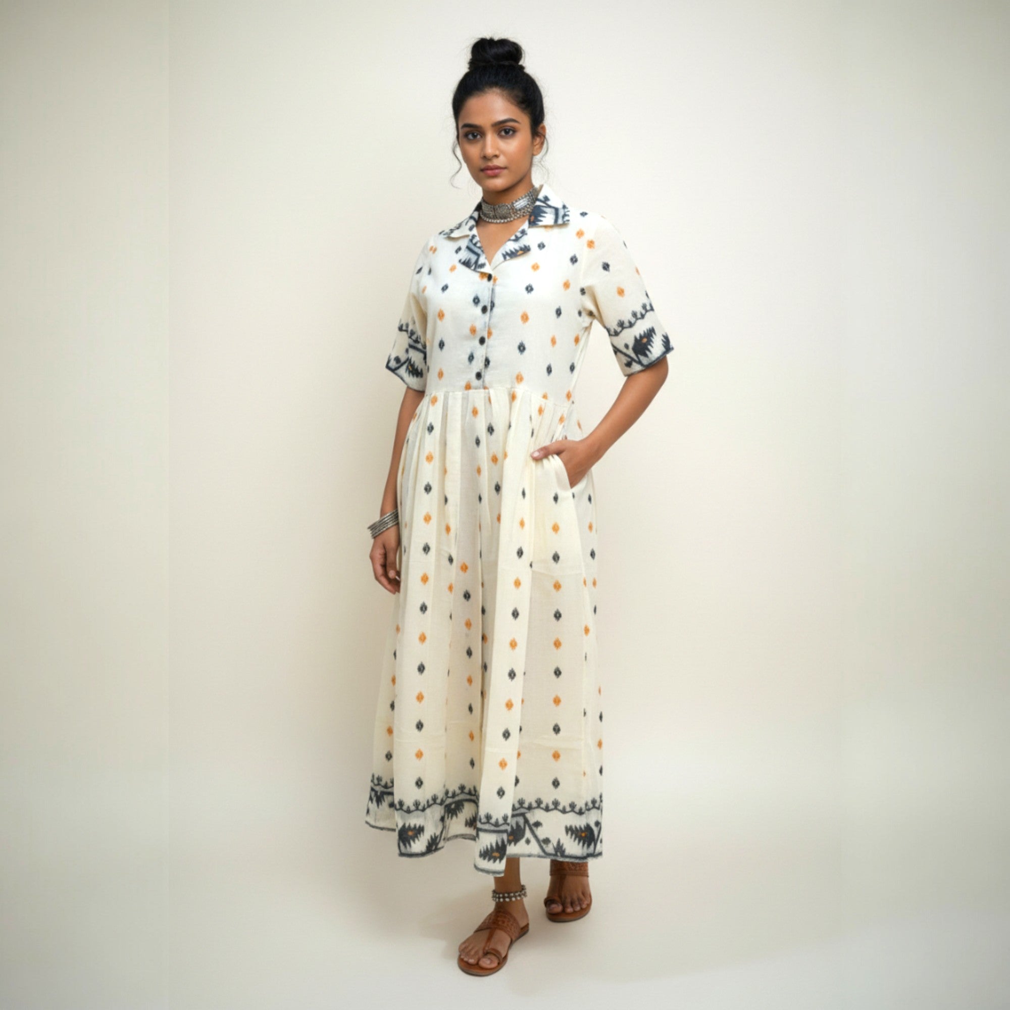 Offwhite Handloom Cotton Dress