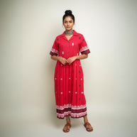 Red Handloom Cotton Dress