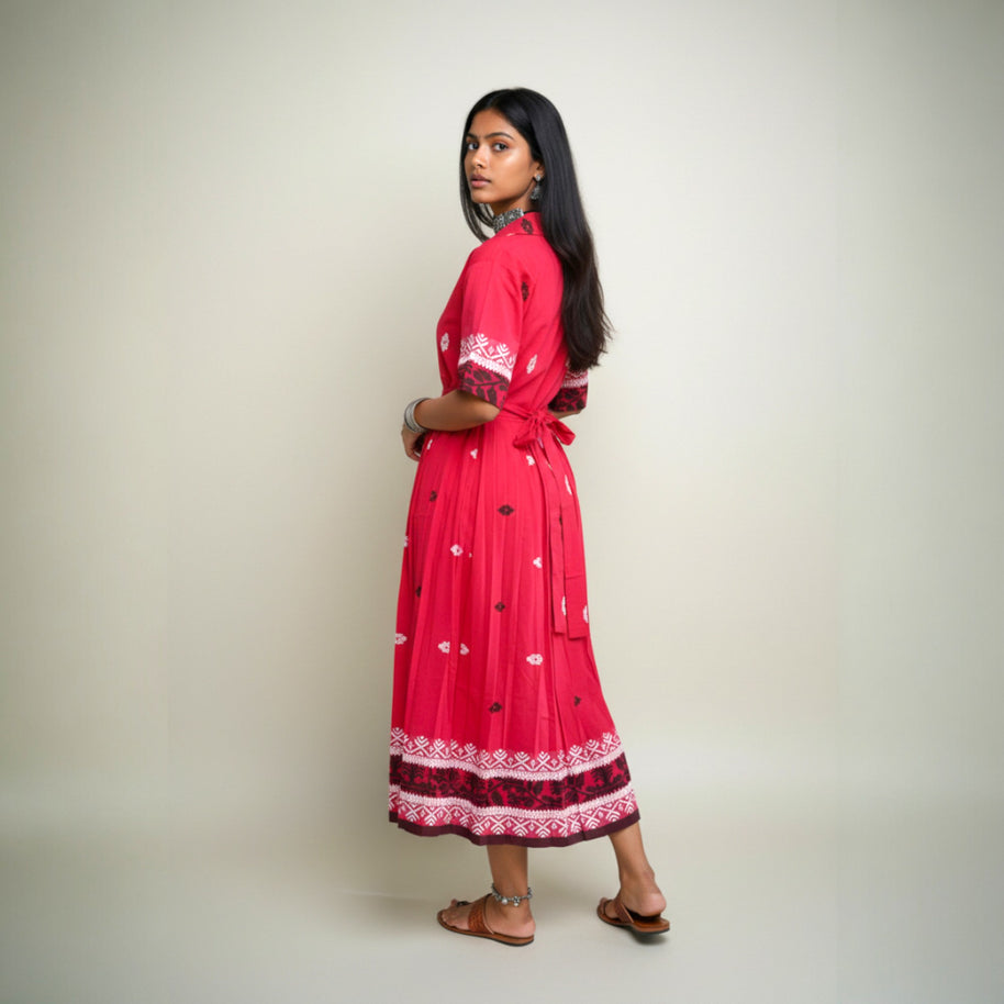 Red Handloom Cotton Dress